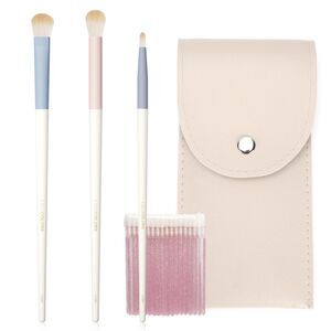 3-Pcs Colorful Synthetic Professional Eyeshadow Brushes with 20 Cotton Sticks